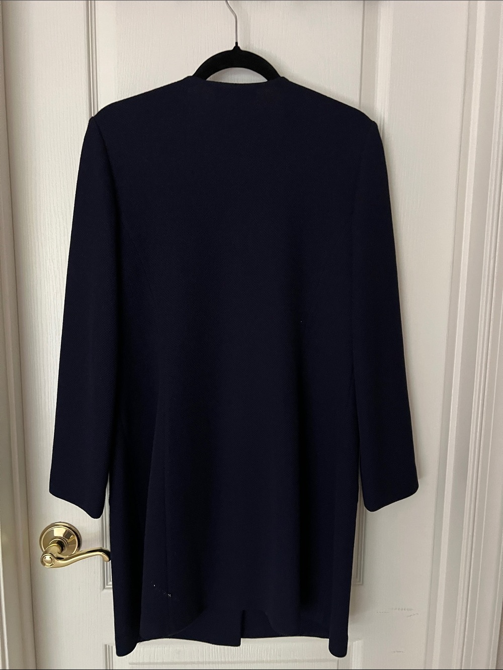 St. John Navy Military-Style Buttoned Trench Coat - Picture 6 of 9